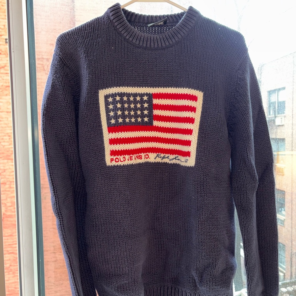 Polo by Ralph Lauren Dark Blue Sweater with Flag Design